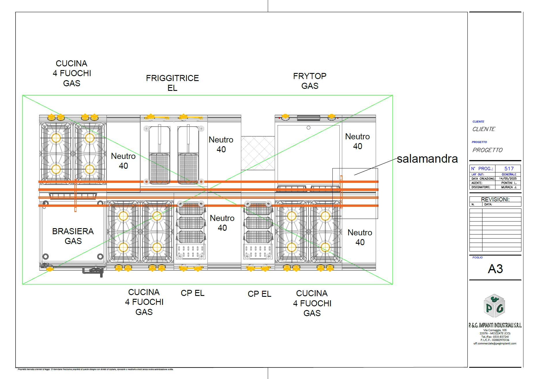 Progettazione di una cucina industriale disegno tecnico Impianto gas e cucine professionali, progetto di installazione e manutenzione industriale.